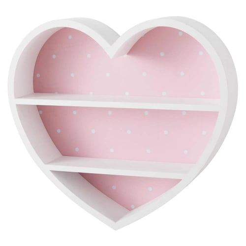 Kids Wanddeko für Kinder | Weiß-rosa Regal in Herzform - RL14829