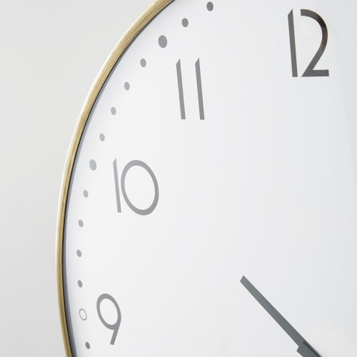 Dekoration Uhren und Wecker | Weiße Wanduhr mit Druckmotiv und goldfarbenem Metall D77 - VJ79280