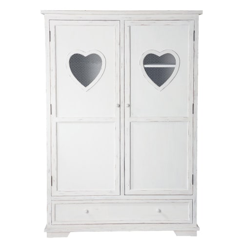 White 2 Door 1 Drawer Wardrobe Valentine Maisons Du Monde