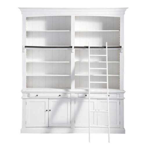 Libreria Maison Du Monde.White 2 Drawer 4 Door Bookcase With Ladder Amandine Maisons Du Monde