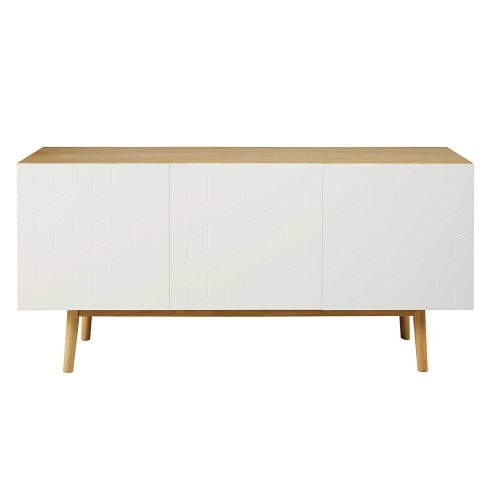 Business Storage units | White 3-door sideboard with graphic motifs - XO16848