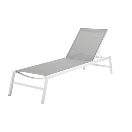 Business Garden | White Aluminium Sun Lounger with Grey Canvas - AY69412