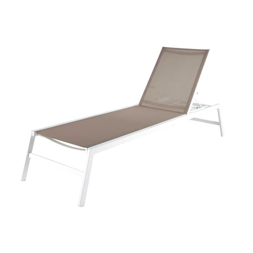 Business Garden | White Aluminium Sun Lounger with Taupe Plastic-Coated Canvas - MQ46966