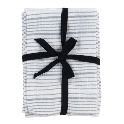 Soft furnishings and rugs Tablecloths & napkins | White and blue organic woven cotton napkins 42x42cm (x4) - DR63404