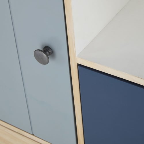 White And Blue Pine 2 Drawer 2 Door Storage Cabinet Marin