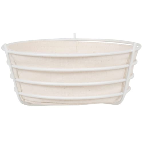 White and ecru cotton and metal basket