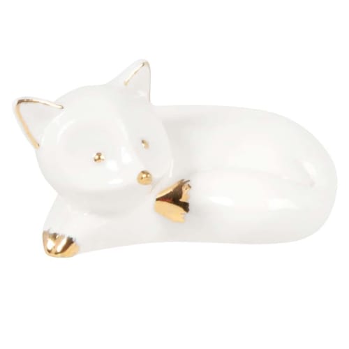 Decor Statuettes & figurines | White and gold porcelain fox ornament H6cm - AR57792