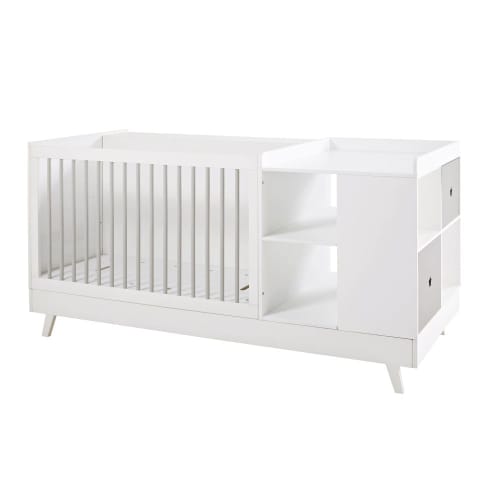 White And Grey Cot And Changer Combo L190 Celeste Maisons Du Monde