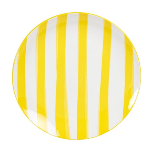 Tableware Dinner plates & dining sets | White and yellow stoneware dinner plate - SG27884