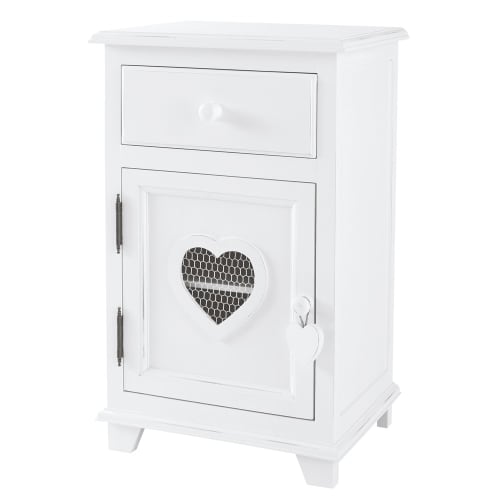 white heart bedside table