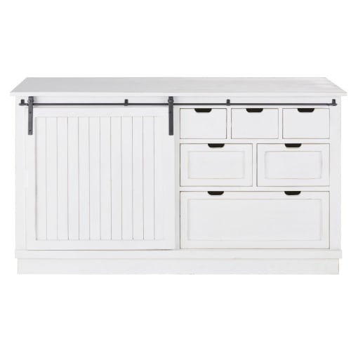 Furniture Sideboards | White counter with 1 door and 6 drawers - NW90018