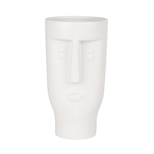 Decor Vases | White Dolomite Face Vase H23 - GU49798