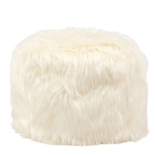 White Faux Fur Footstool White Faux Fur Footstool