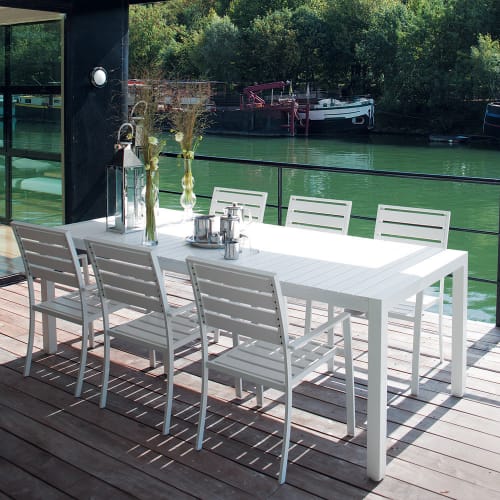 White Garden Table In Aluminium W 230cm Portofino Maisons Du Monde