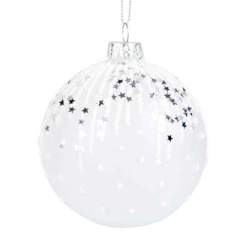 white glass christmas baubles