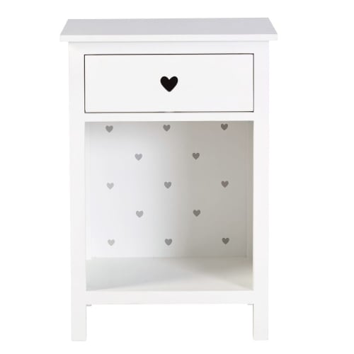 White Heart Print Bedside Table Mila Maisons du Monde