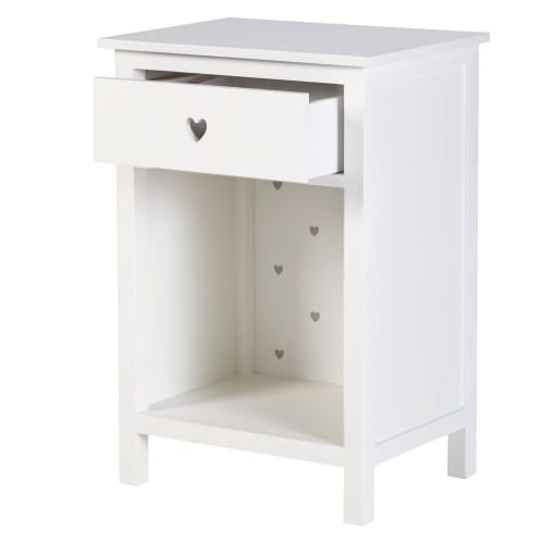 White Heart Print Bedside Table Mila Maisons du Monde