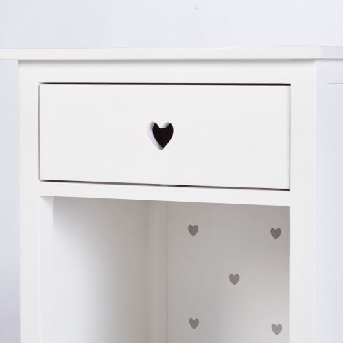 White Heart Print Bedside Table Mila Maisons du Monde