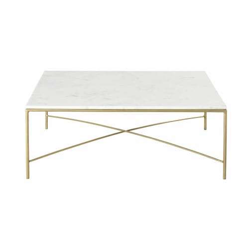Furniture Coffee tables | White Marble and Brass Metal Coffee Table - NY04605
