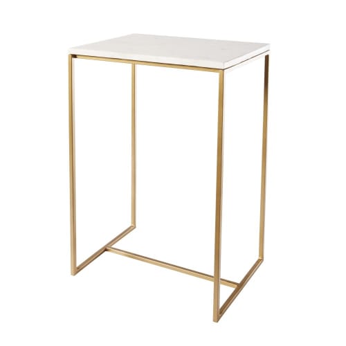 White Marble And Gold Metal Side Table Venice Maisons Du Monde