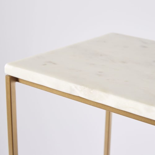 White Marble And Gold Metal Side Table Venice Maisons Du Monde