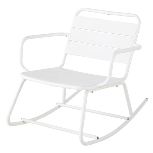 White Metal Outdoor Rocking Chair Batignolles Maisons du Monde