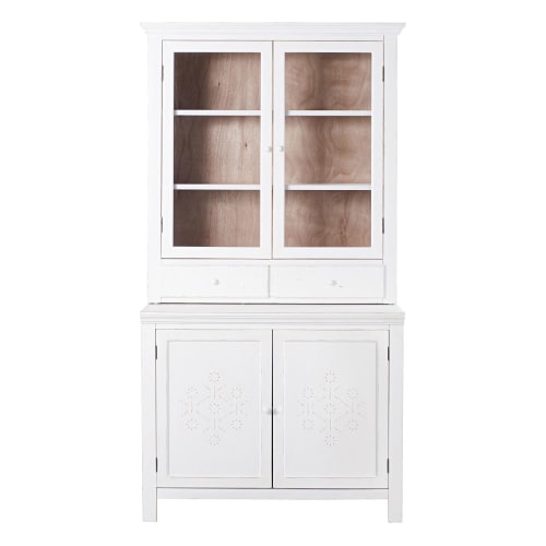 White Pine And Tempered Glass 2 Door Dresser Bianca Maisons Du Monde