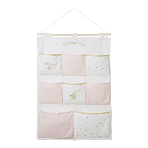 Kids Children's wall decor | White, pink and gold cotton wall organiser 50x70cm - CC64480