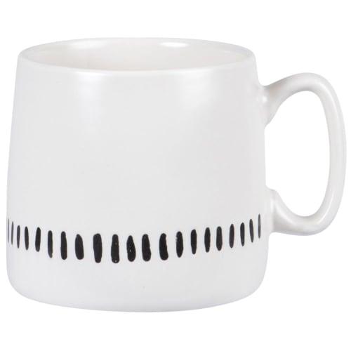 Tableware Cups, bowls & mugs | White printed stoneware mug with black lines - YK05956