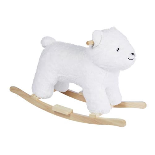 Kids Children's toys | White rocking bear with poplar wood legs - FM82118