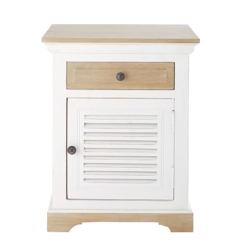 Comodini Maison Du Monde.White Solid Mango Wood 1 Door 1 Drawer Bedside Table Cezembre Maisons Du Monde