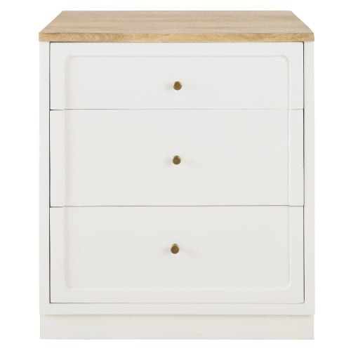 White Solid Mango Wood 3 Drawer Kitchen Base Unit W80 Cezanne