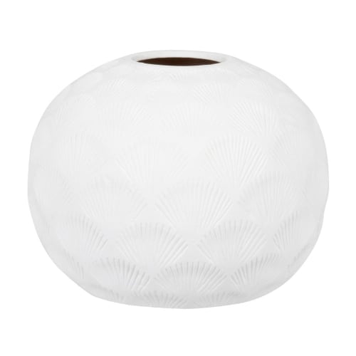Decor Vases | White stoneware shell-print vase H15cm - WB35374