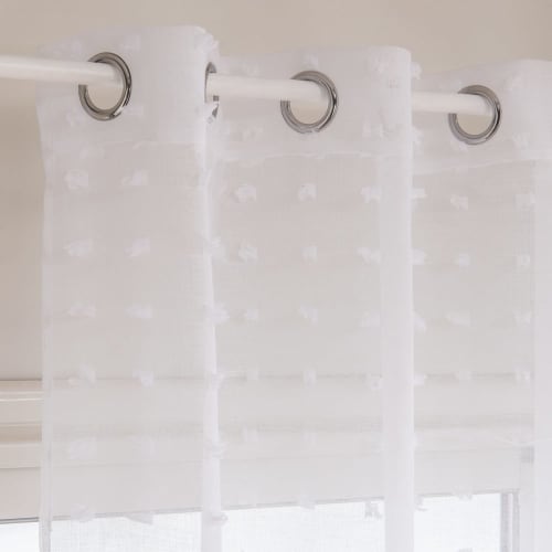 White Voile Eyelet Curtain with Tassels 140 x 250 ...