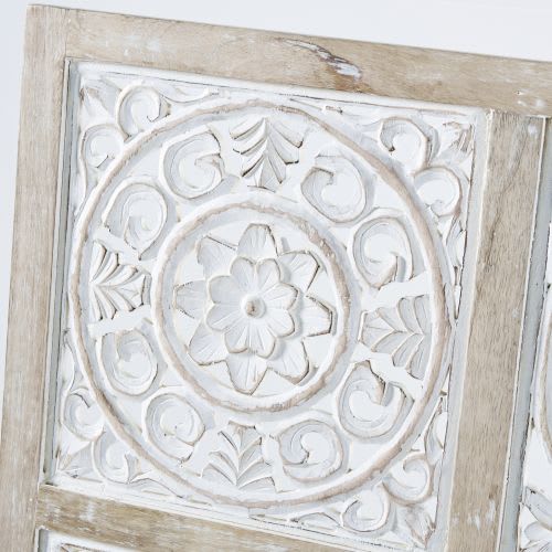 Whitewashed Carved Mango Wood Wall Art 102x102 Nusa Maisons du Monde