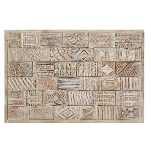 Whitewashed Carved Mango Wood Wall Art 60x90 Noria Maisons du Monde
