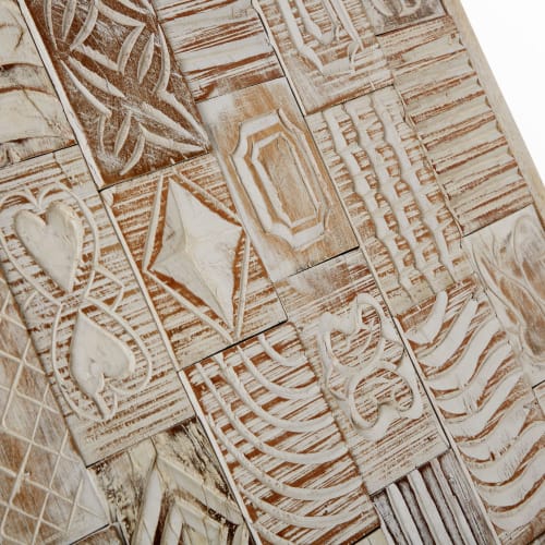 Whitewashed Carved Mango Wood Wall Art 60x90 Noria Maisons du Monde