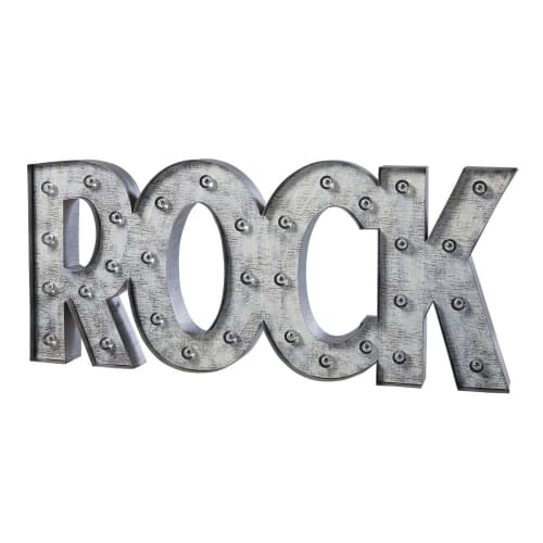 Whitewashed Grey Metal Rock Word Art Rebel Maisons Du Monde