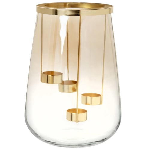 Dekoration Kerzenständer | Windlicht aus goldgetöntem Glas - ZJ74992