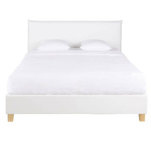 atmosfeer van mening zijn Demon Wit bed met opbergkoffer en lattenbodem 180x200 Pillow | Maisons du Monde
