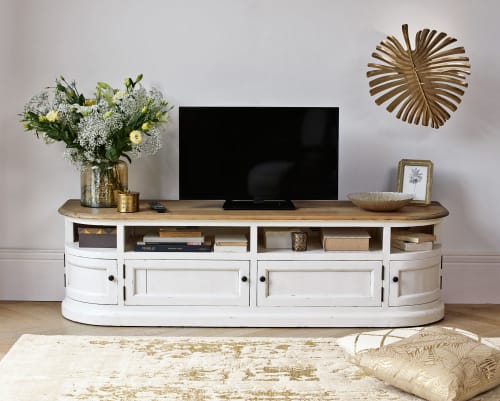 Touhou Ophef vergeetachtig Wit tv-meubel van massief grenen Provence | Maisons du Monde