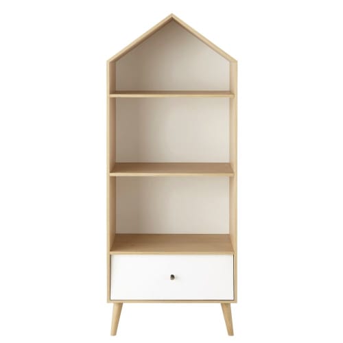 Quagga flauw roterend Witte boekenkast huis met 2 plankjes en 1 lade Eliot | Maisons du Monde