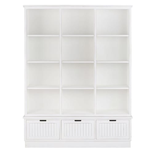 Witte boekenkast met 3 lades en 12 nissen