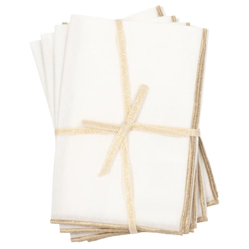 Witte servetten met goudkleurige rand (x4)