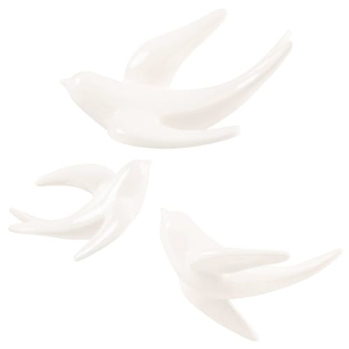 Witte zwaluwen van dolomiet (x3) 16 x 7 cm