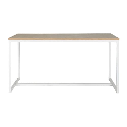 Wood And Metal Dining Table In White W, Metal Wood Dining Table White
