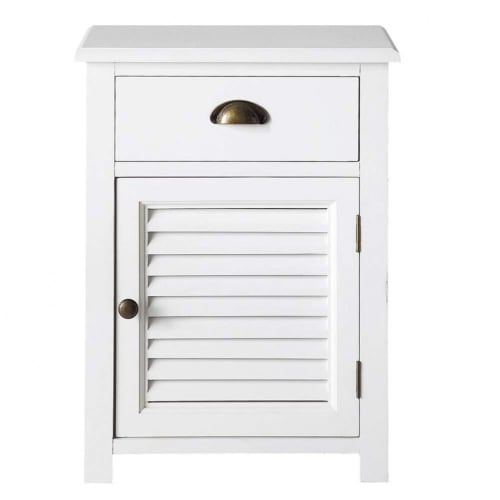 Comodini Maison Du Monde.Wooden Bedside Table With Drawer In White W 45cm Barbade Maisons Du Monde