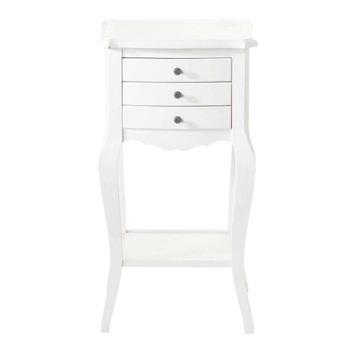 Comodini Maison Du Monde.Wooden Bedside Table With Drawers In White W 37cm Seraphine Maisons Du Monde