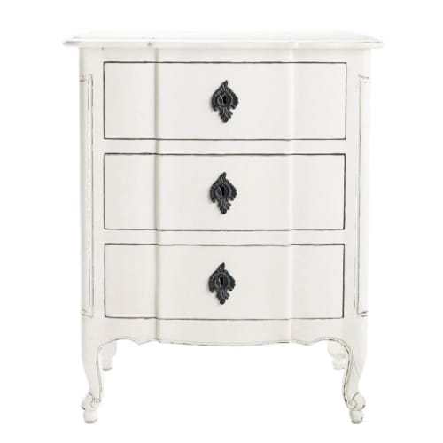 Comodini Maison Du Monde.Wooden Bedside Table With Drawers In White W 57cm Comtesse Maisons Du Monde