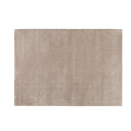 woollen low pile rug in light taupe 140 x 200cm Soft Maisons du Monde